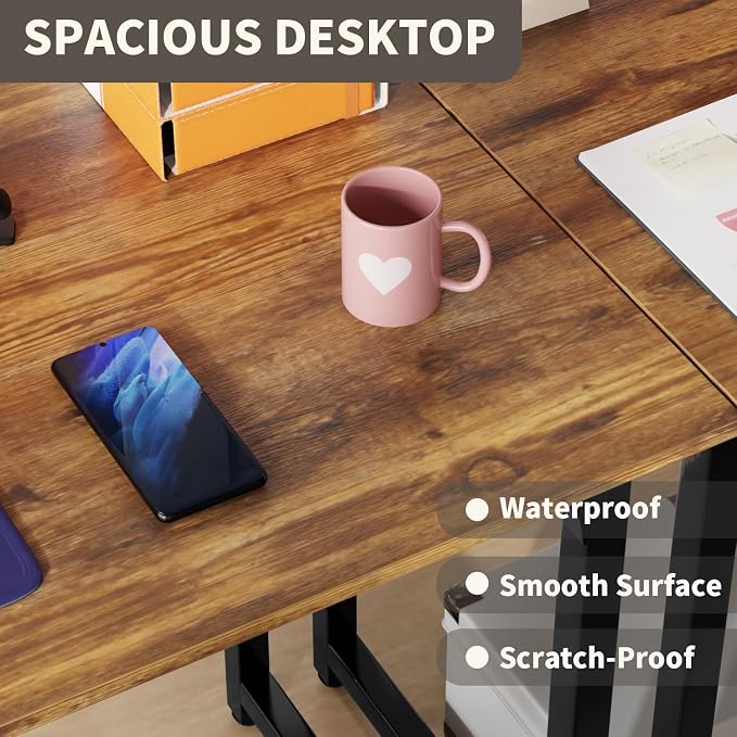 PayLessHere | 47 Inch Computer Desk | Brown | Office Desk - Image 5
