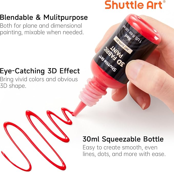 Shuttle Art Fabric Paint Set, 45 Colors 3D Permanent Paint - Image 3