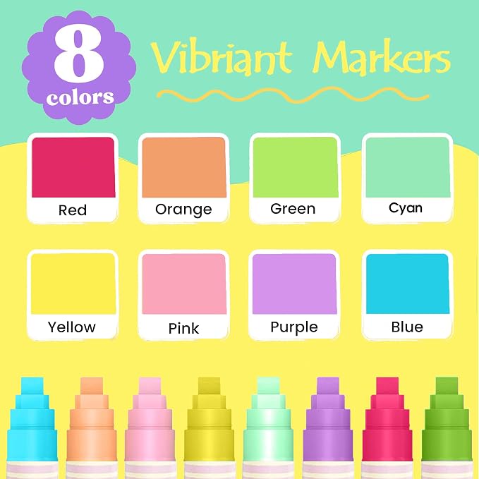 Celepen Window Chalk Markers for Cars Glass Washable, 8 Colors Macaron Jumbo - Image 2