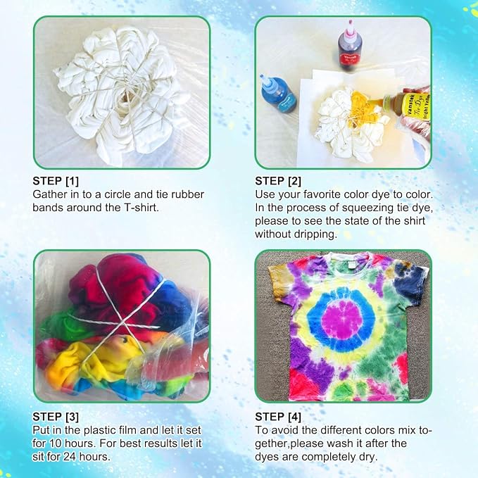 Vanstek 20 Colors Tie Dye Kit, Tie Dye Shirt DIY Fabric Dye - Image 4