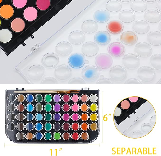 Artecho 48 Colors Watercolor Paint Set, Portable Travel Watercolor Cake Kit - Image 4