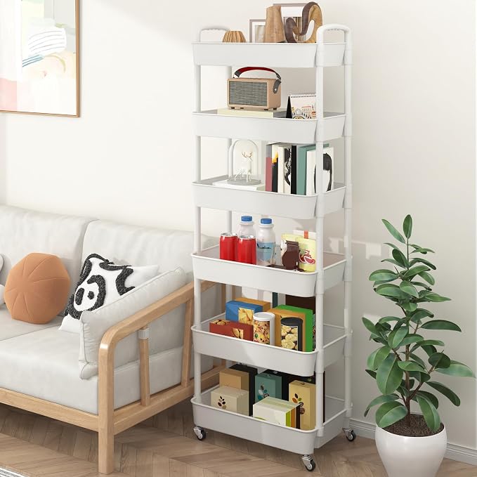 Sywhitta 6-Tier Plastic Rolling Utility Cart - Image 6