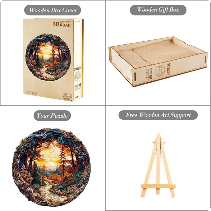 Wooden Puzzles Adults, 3D Winding Road Wooden Puzzles 300 Pieces, Unique Animal - Image 4