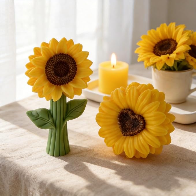 2PCS 3D Sunflower Candle Silicone Mold - Image 6
