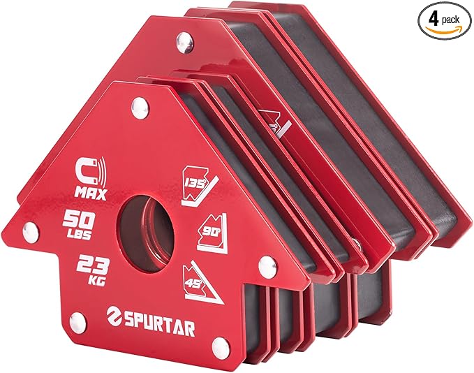 Spurtar Welding Magnets 75lbs & 50lbs 4pcs, Heavy Duty Welding Magnets and Clamps, Strong Magnetic Holder Accessories Tools, 45, 90, 135 Degree Angle