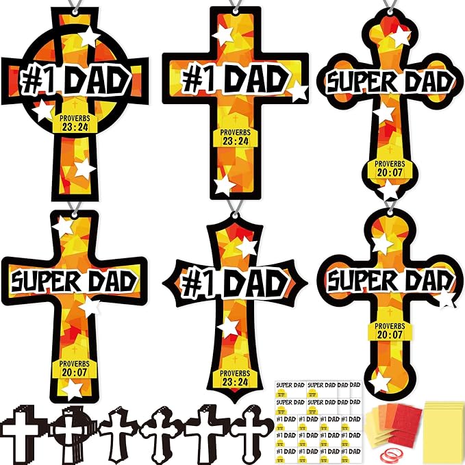 Renbuzhu 36PCS Fathers Day Crafts Bulk: Father's Religious Paper Suncatchers by Renbuzhu