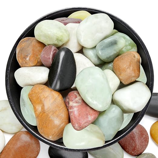 10 lb Pebbles for Indoor Plants, 1-2 Inch Decorative Rocks for Potted Plants by RUOJAS