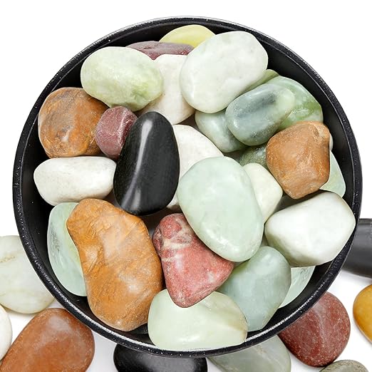 5 lb Pebbles for Indoor Plants, 1-2 Inch Decorative Rocks for Potted Plants by RUOJAS