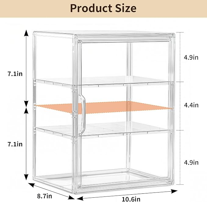 Attelite Acrylic Display Case for Collectibles Adjustable 3-Tiers，1Pack | 3 - Image 3