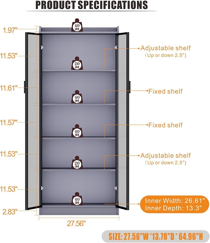 Dystler 65" Tall 5-Tier Display Cabinet - Image 2