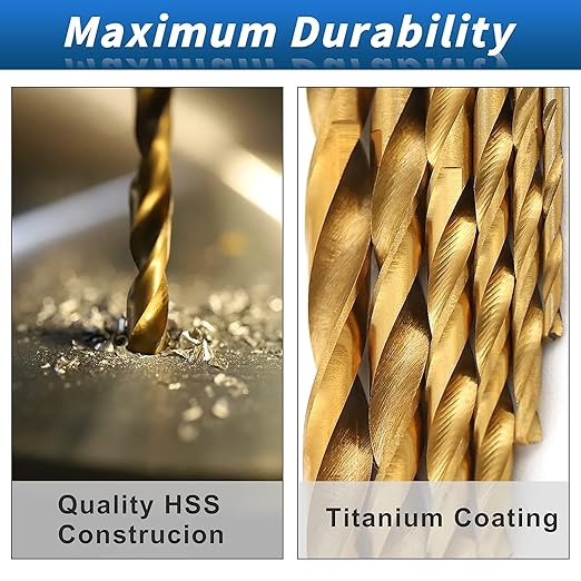 COMOWARE 120 Pcs Metric Drill Bit Set -Titanium Small Drill Bit Set, HSS, Micro Drill Bit for Wood, Plastic, Steel, (1 mm to 3.5 mm)