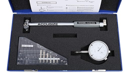 Accusize Industrial Tools 1.4-2.4'' by 0.0001'' Dial Bore Gage, Stem Length 6'', Ee20-1024