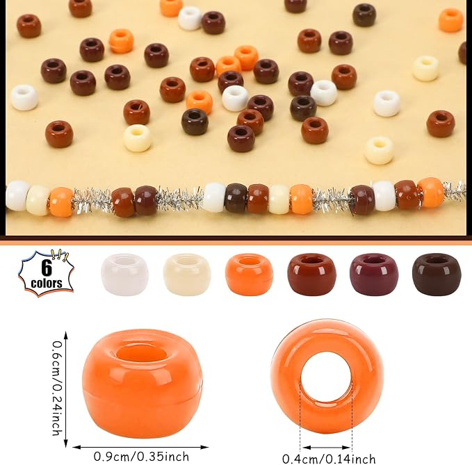 UPINS 1200Pcs Brown Pony Beads for Bracelets Jewelry Making DIY Crafts Brown - Image 2