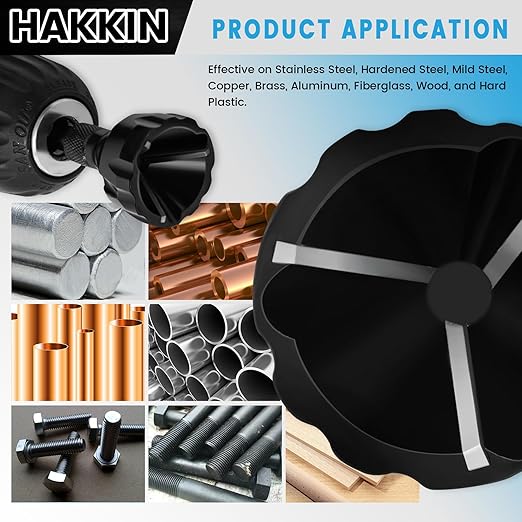 Hakkin 2Pcs Tungsten Carbide Deburring Chamfer Tool Drill Bit, Remove Burr Tools for Damaged Metal Steel Screws Bolts and Fasteners, Quick Release Hex Shank Fit for 1/8"-3/4"(3mm-20mm)