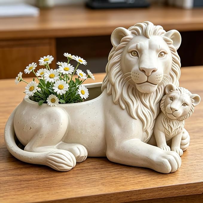 Lion and Cub Flower Pot Silicone Resin Molds, Animal DIY Making Decor Art Crafts - Image 4