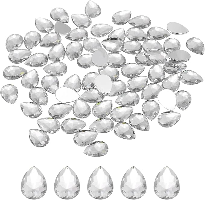 MECCANIXITY 50PCS Flat Back Acrylic Teardrop Gems 10x14mm Artificial Rhinestones by MECCANIXITY