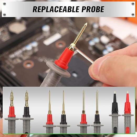 SWANLAKE 27-Piece Multimeter Test Leads Set, CAT.III 1000V / CAT.IV 600V Multimeter Probes with Alligator Clips, Needle Probe, Replaceable Probe Accessories, Soft Silicone Volt Meter Lead
