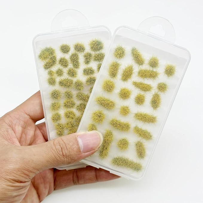 Woohome 78 PCS Model Grass Tufts 2 Size Static Grass Tuft Yellow Miniature - Image 4