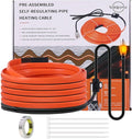 6FT Heat Tape for Water Pipes Freeze Protection IP65 Waterproof 7W/FT 110V BDDFOTO Water Pipe Heat Cable With Thermostat Self-Regulating Pipe Heater for House Garden/RV Camper