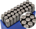 WKSTOOL 27pcs Heavy Duty Steel Stamp Uppercase Dot Letters 1/3" (8mm) Hand Stamping Character Mark Code Alphabet Punch Kit for Bracelet Ring Jewelry Sheet Metal Plate Making Mold Die