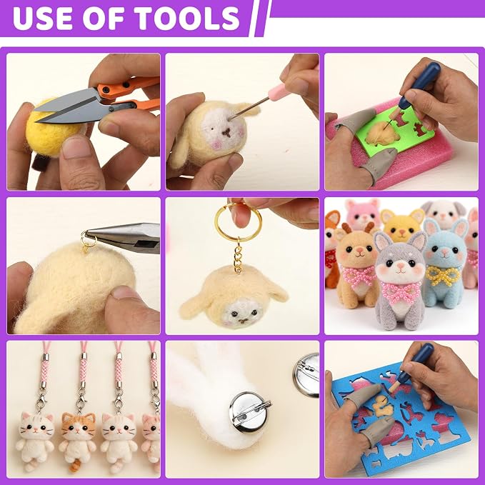 LOKUNN Needle Felting Kit, 55 Colors Felting Wool Kit - Image 6