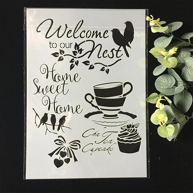 TIAMECH A4 Reusable Birds Coffee Stencil - Image 2