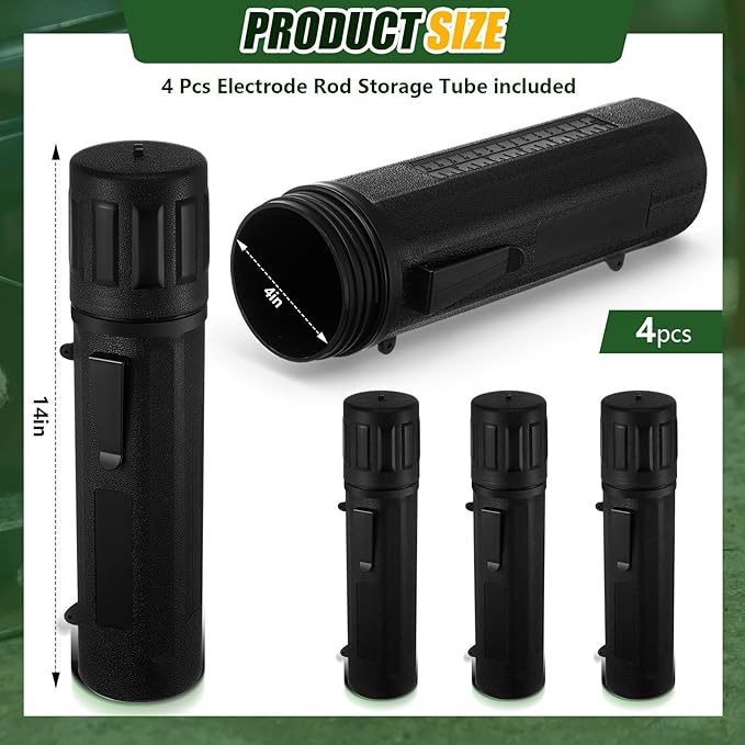 Zonon 4 Pcs Electrode Rod Storage Tube 14 Inch Airproof and Waterproof Welding Rod Holder for Canister(Black)