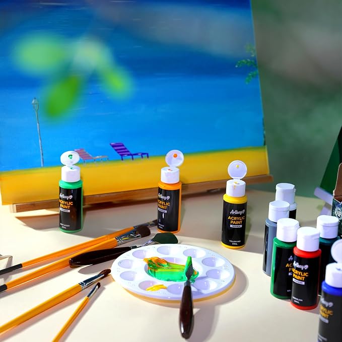 Artkey Acrylic Paint Set, 16 Colors 2 oz/59 ml Acrylic Paint Kit - Image 7