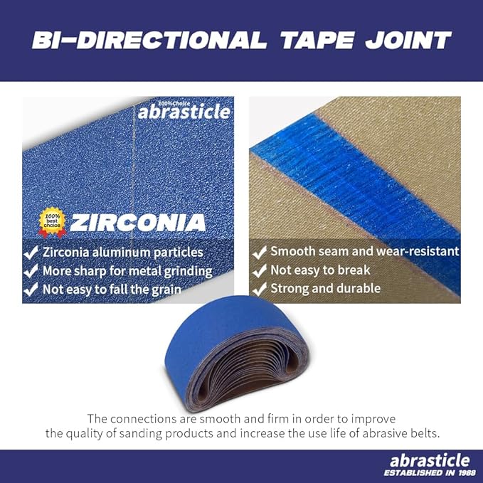 3" x 21" Zirconia Sanding Belts for Metal, 3 x 21 Inch Zirconia Metal Grinding Sand Paper, 16 PCS 4 Each of 60/80/120/240 Assorted Grits