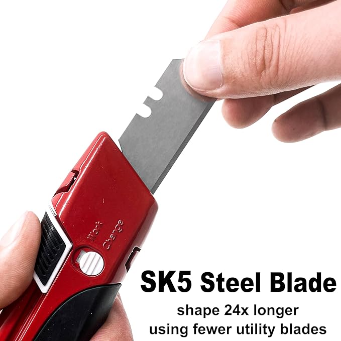 HAUTMEC High Safety Utility Knife, Self-retracting Box Cutter with Double Safety Mechanism - Automatic Blade Retraction After Cuts & Self-retraction by Release Push Button – HT0195
