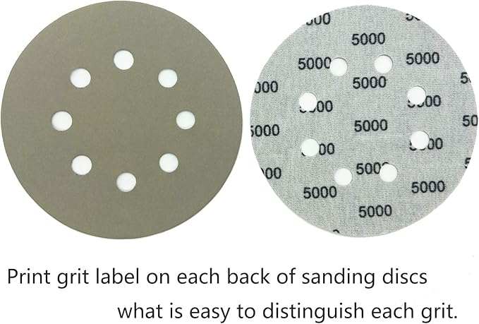 20pcs Sandpaper 8 Hole 5 inch Sanding Discs Hook and Loop 3000/4000/5000/7000/10000 Grits Wet Dry Sandpaper for Random Orbital Sander Automotive Metal Sanding Polishing