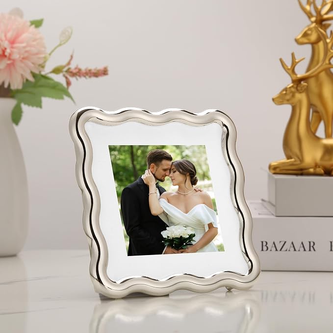 High-End Silver 4x4'' Square Zinc Alloy Picture Frames, - Image 2