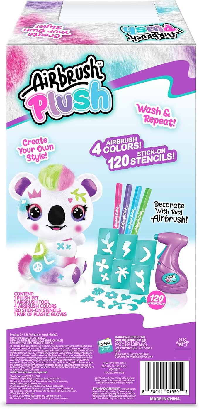 Canal Toys Personalize Airbrush Plush Large Koala! Decorate, Repeat! Customize - Image 3