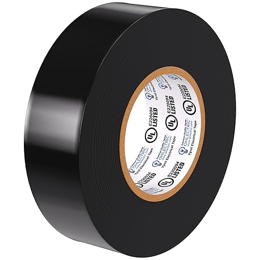 OHLECTRIC Professional Grade Vinyl Electrical Tape (1 Pack) Black - 7 Mil Thick Flame-Retardant, Heat & Weather Resistant 3/4 Inch x 60 Feet | Ideal for Contractors & Electricians