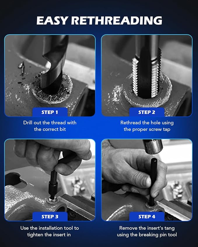 Orion Motor Tech Helicoil Thread Repair Kit, 5/16"-18 Thread Repair Tool Set with HSS Drill Bit & 30 Thread Inserts, SAE Thread Repair Installation Kit for Rethreading Internal Threads with Carry Case