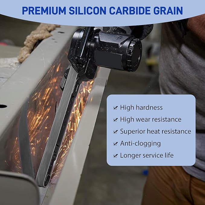 1/2 x 18 Inch Silicon Carbide Sanding Belts, 5Pcs Each of 400 600 800 1000 Grit Belt Sander Paper for Air File Sander, Knife Sharpening and Metal working, 20 Pack
