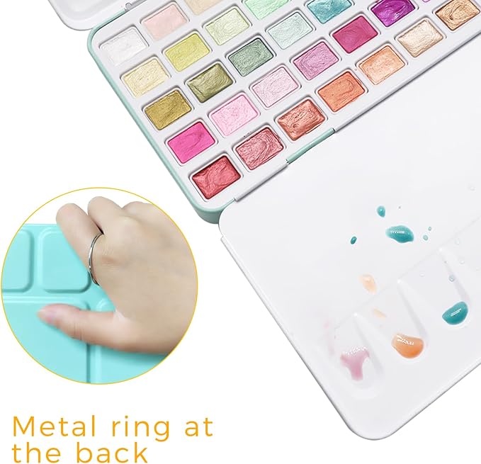 Artecho Metallic Watercolor Paints, 50 Glitter Watercolor Paint Set, Water - Image 3
