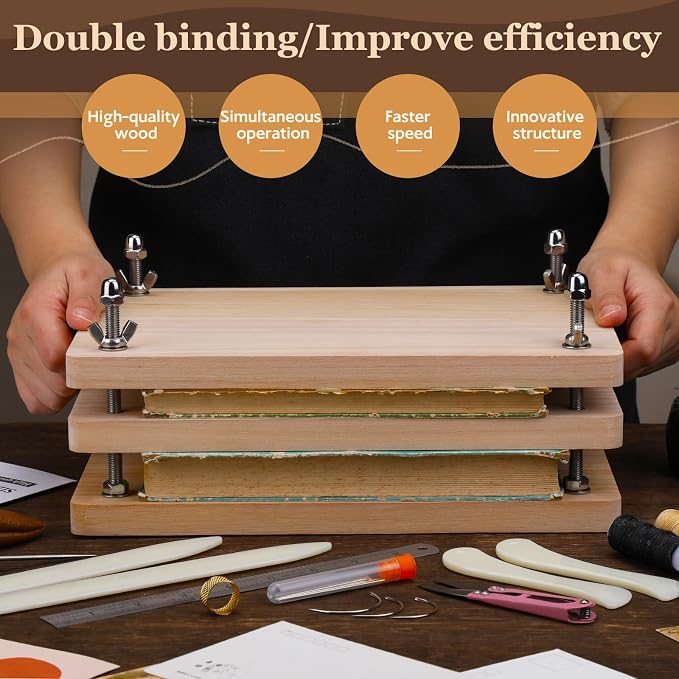 JUPEAN 34 Pcs Book Binding Kits, Book Press, Books Making Kit - Image 5