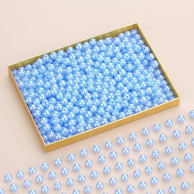DUQGUHO 6mm Blue Beads for Bracelets Pearl Beads for Jewelry Making Bulk Craft - Image 2