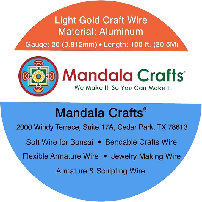 Mandala Crafts 20 Gauge Light Gold Tone Anodized Aluminum Craft Wire 100 FT | - Image 3