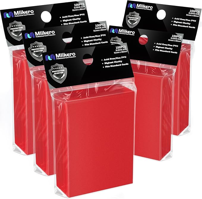 500 Counts Red Card Sleeves, Matte Sleeve Deck Card Protectors, Trading Card by Mlikero