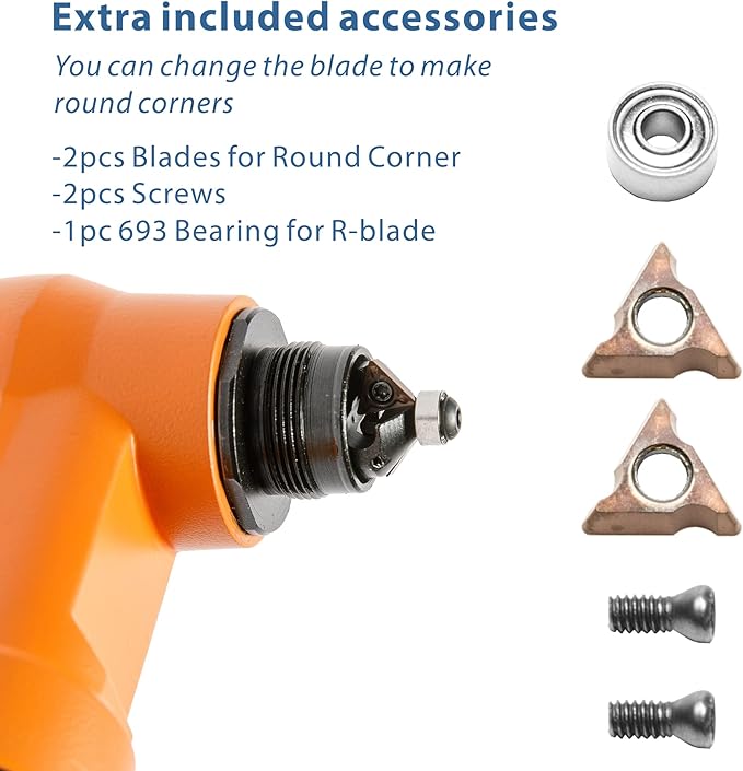 2-in-1 Mini Air Chamfer Tool for Chamfering and Round Cornor on Metal, Arc Corner 45 Degree Pneumatic Beveling Trimming Deburring Machine