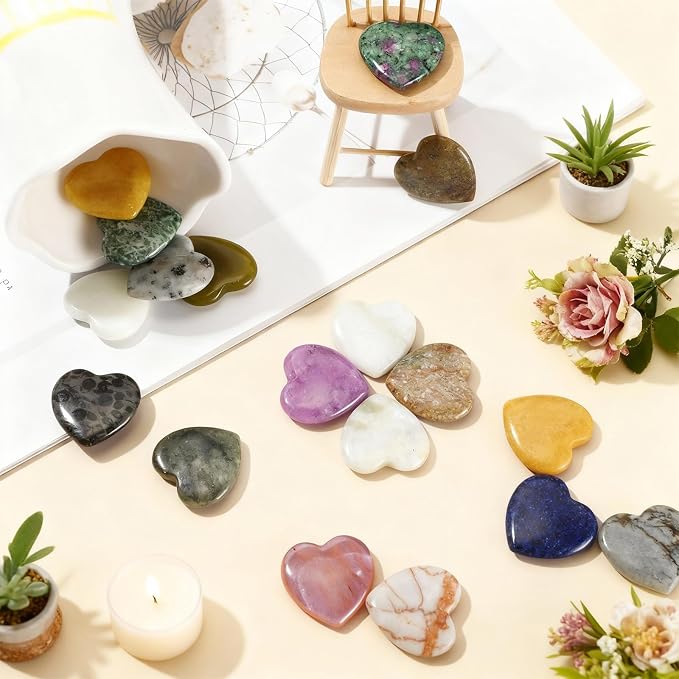 Nuenen 72 Pcs Natural Heart Shaped Healing Crystal Stone Bulk 1 Inch Polished - Image 7
