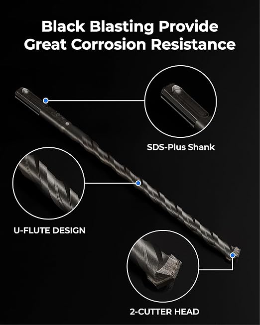 toolant Rotary Hammer Drill Bits Set with Chisels-Masonry Drill Bit Set,SDS Plus 17PCS Concrete Masonry Hole Tool with Storage Case for Concrete, Stone, Brick