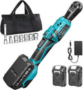 Seesii Cordless Electric Ratchet Wrench: 50Nm Torque 220RPM, 1/4" Power Ratchet Set w/ 2×2.0Ah Batteries, 5 Sockets, Fast Charger, 3" Extension, Carrying Bag - for Auto Repair, DIY, Motorcycle