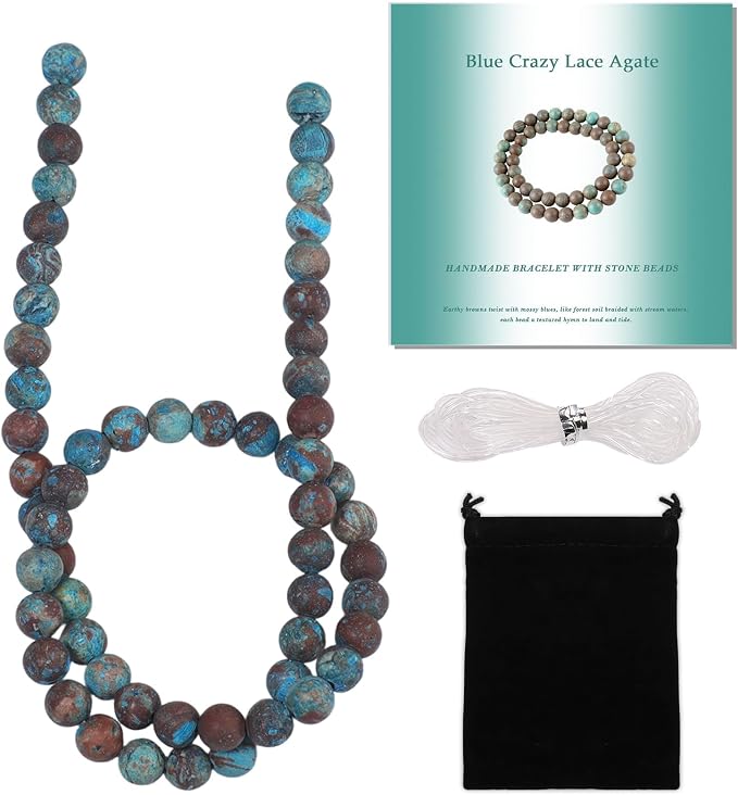 6mm Blue Pattern Jasper Bead, 15-Inch Matte Round Loose Stone Beads by THRELE
