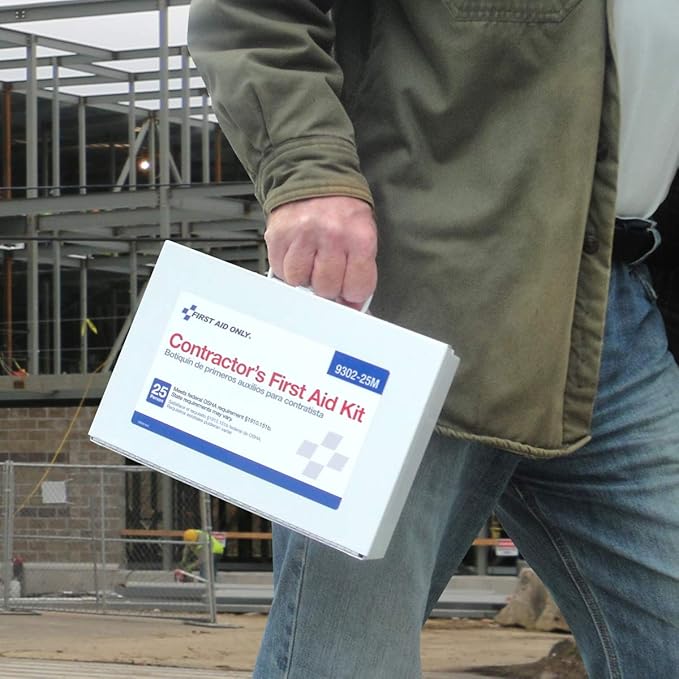 First Aid Only 9302-25M 25-Person Contractor's First Aid Kit for Home Renovation, Job Sites, and Construction Vehicles, 178 Pieces