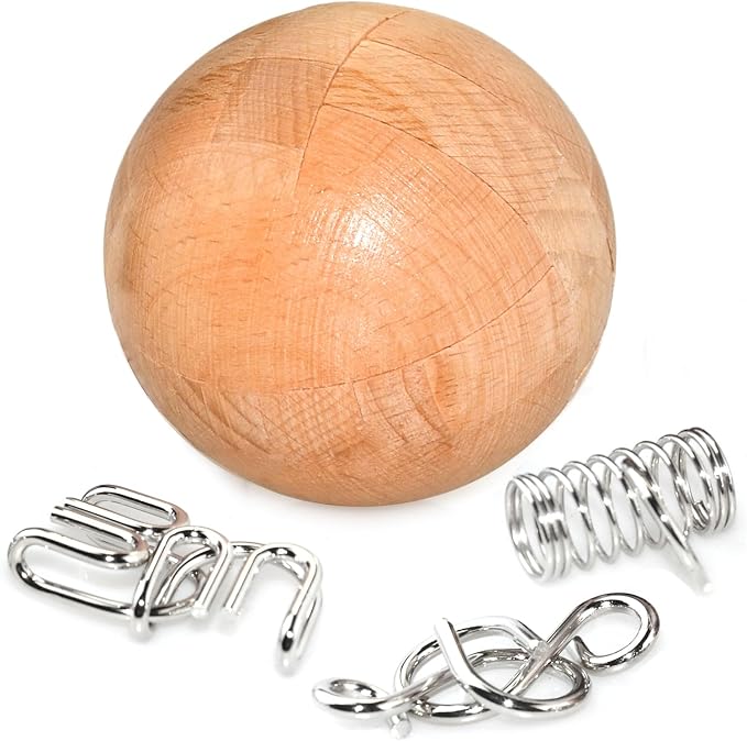 KINGOU Wooden Puzzle Magic Ball Brain Teasers Toy Intelligence Game Sphere by Unknown