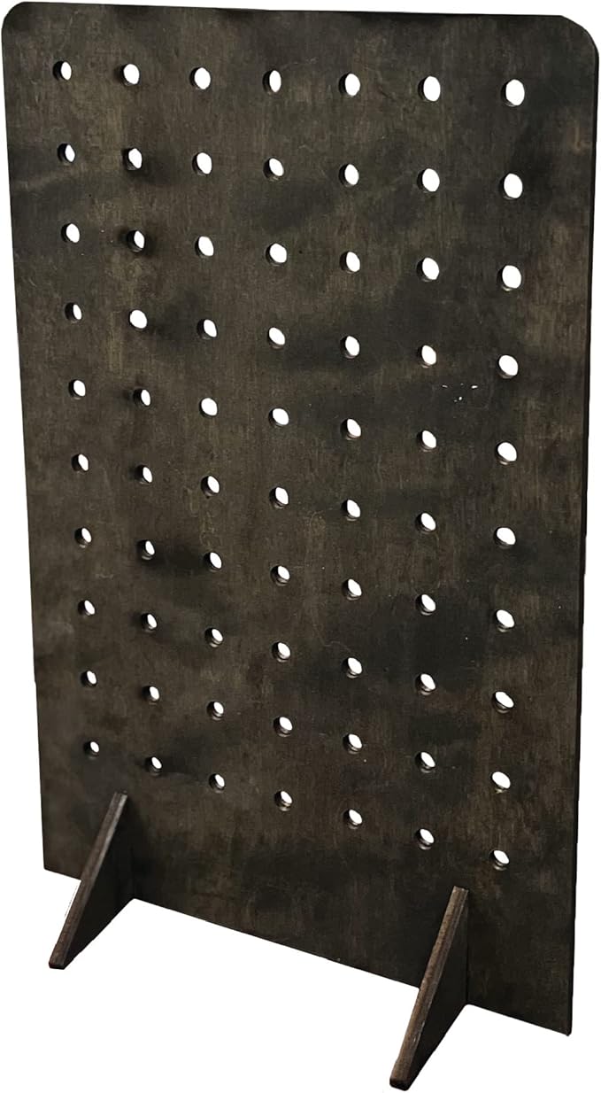 Torched Pegboard Display Stand for Jewelry, Craft Shows, Selling, Vendor Events, Tools, Peg Board Accessories Rack Organizer, Medium 8" L x 4.3" W x 12" H, Ebony