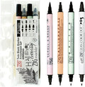 Kuretake ZIG Twin Marker BLACK 4 Assortment set by Kuretake